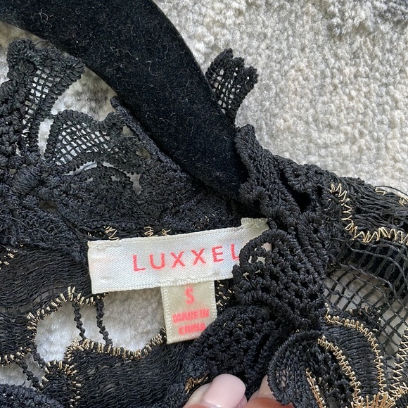 Luxxel black and Gold lace mini dress size small - Picture 2 of 4